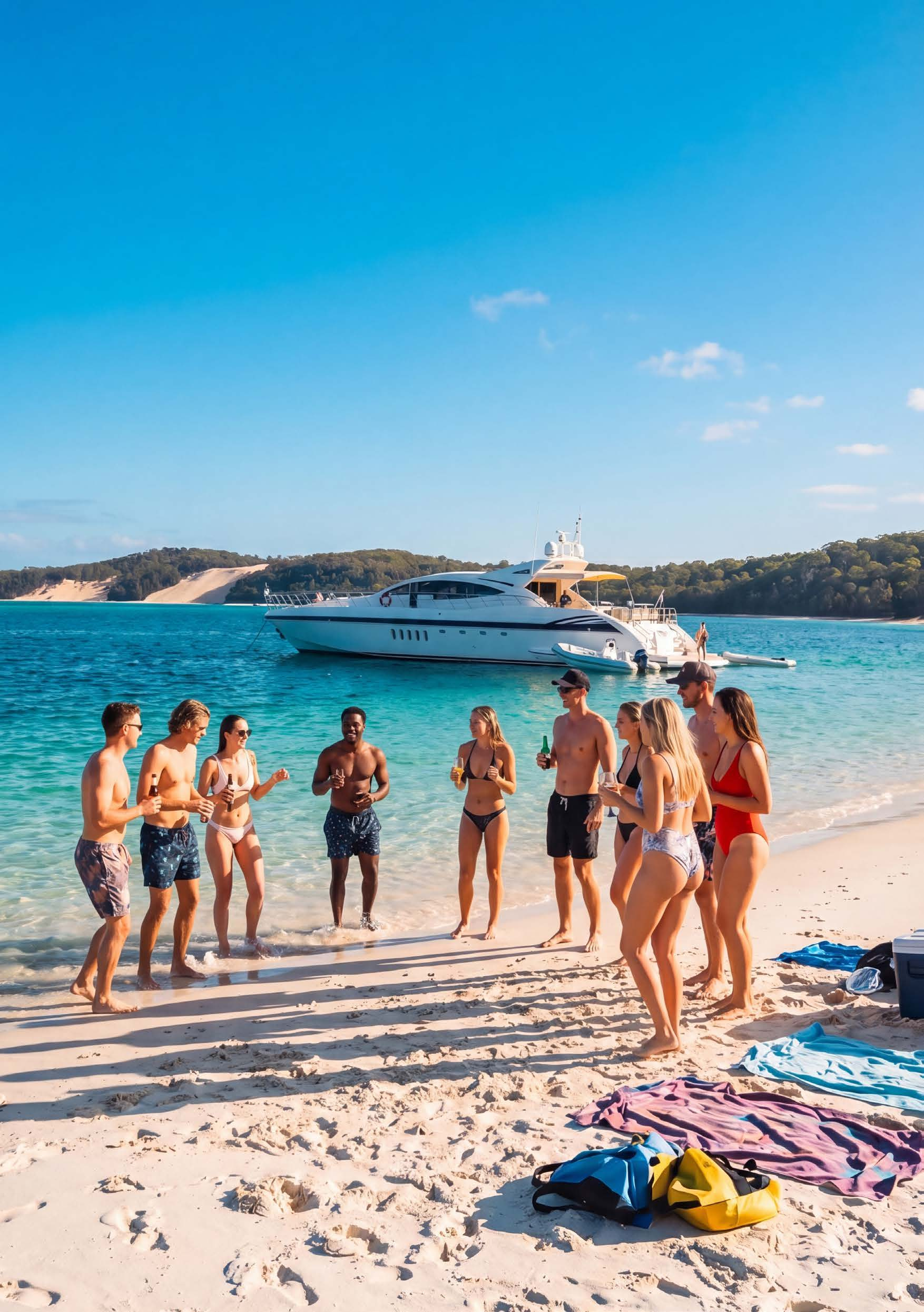 Guests stepping ashore from a private yacht at Cowan Cowan