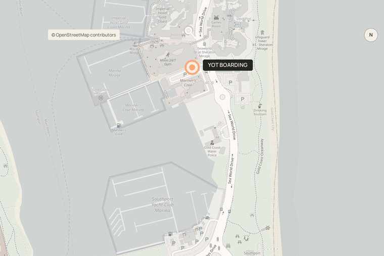 Top-down map of the Gold Coast boarding location