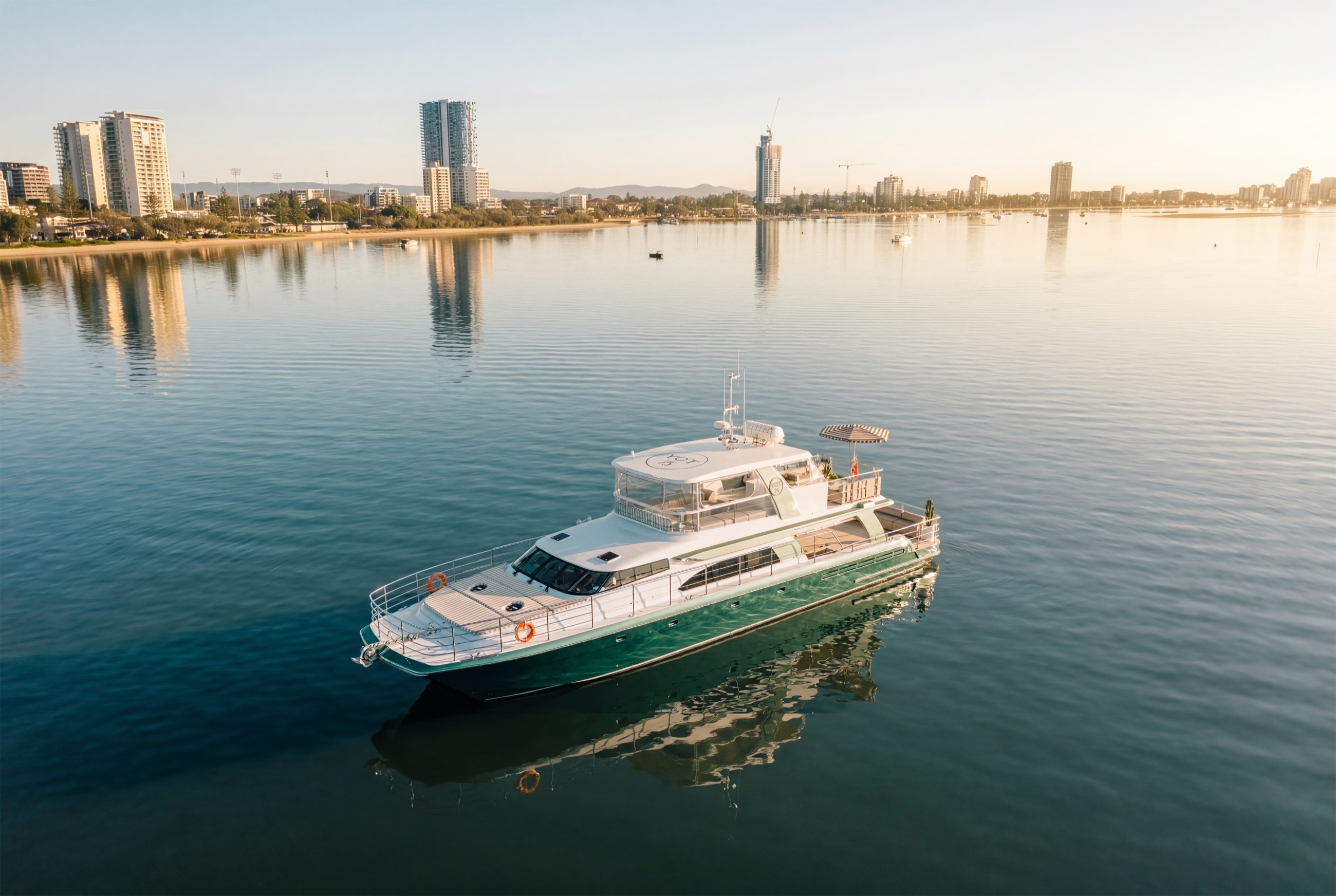 YOT 75 on the water at golden hour