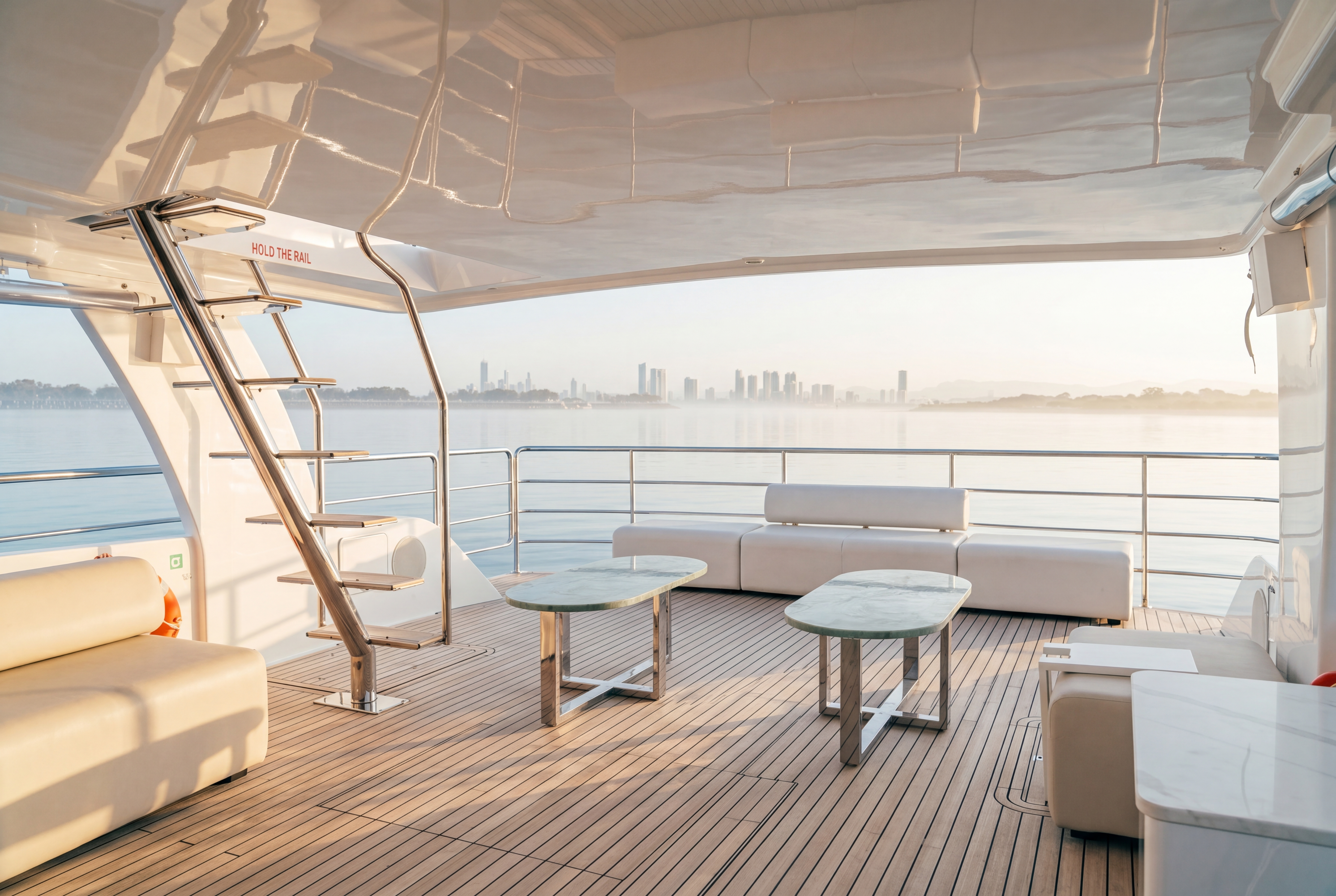The open-air upper deck aboard YOT 75