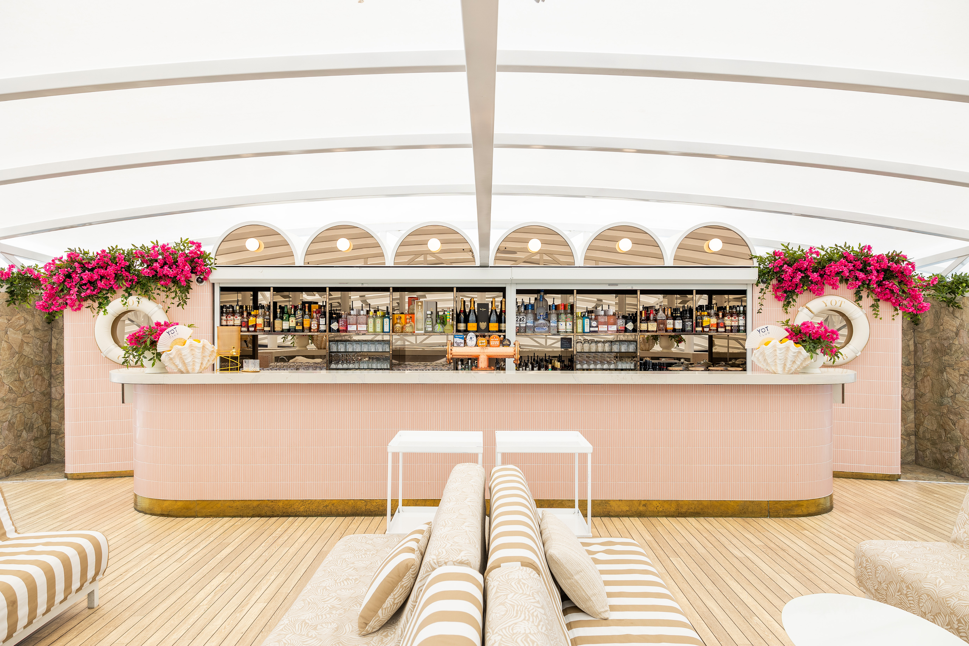 The Upper Deck cocktail bar aboard YOT ONE